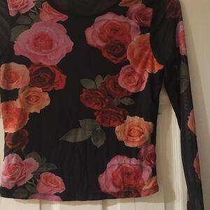 Sheer Long Sleeve Blouse Valentines Day Juniors Size Large